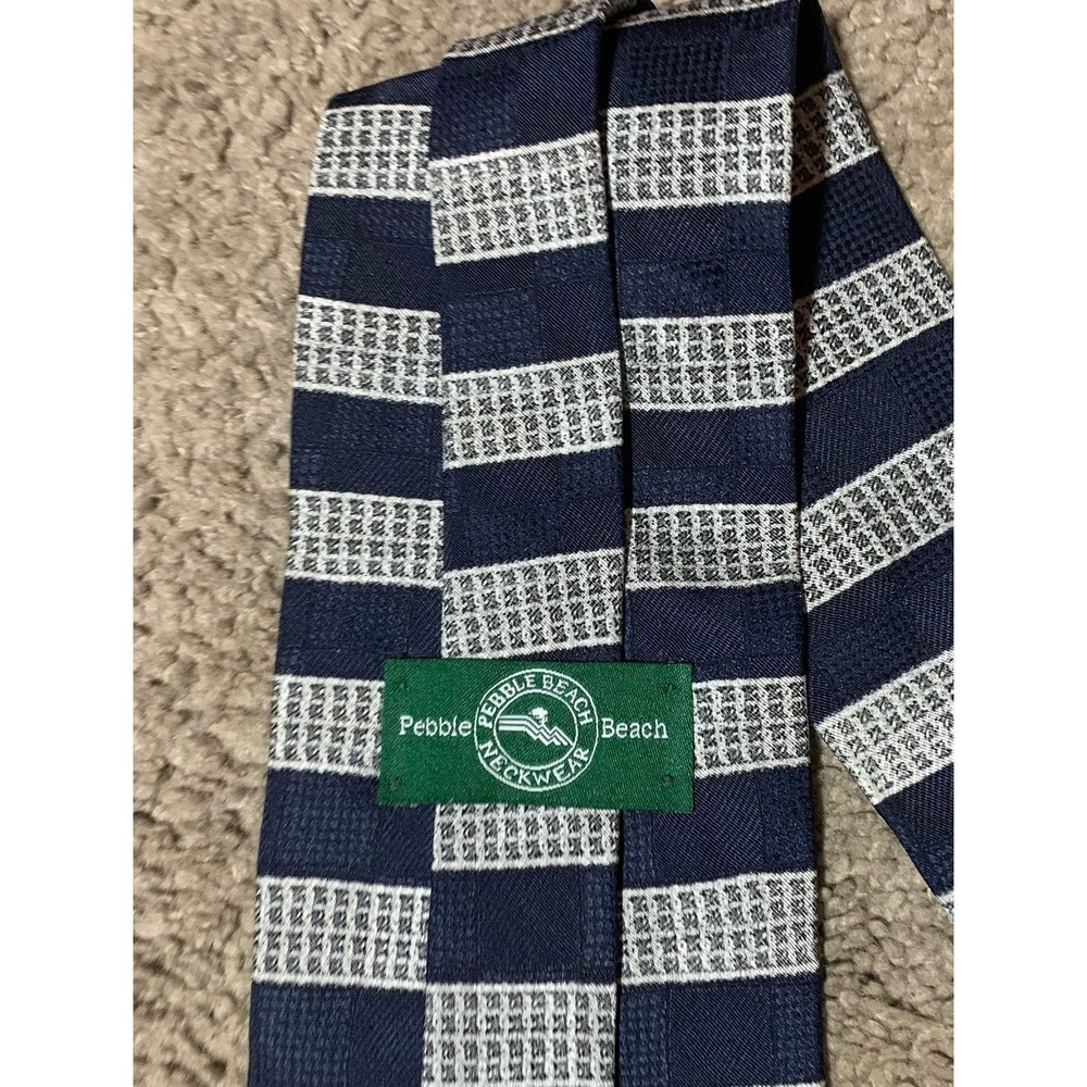 Pebble Beach Neckwear Silk Tie Golf Golfing Necktie Black Green Made in USA EUC! - Picture 5 of 5